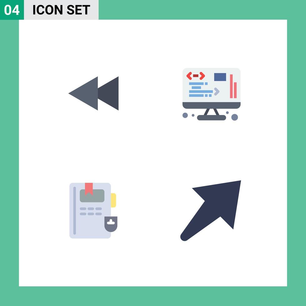 4 Creative Icons Modern Signs and Symbols of arrow education rewind management arrow Editable Vector Design Elements