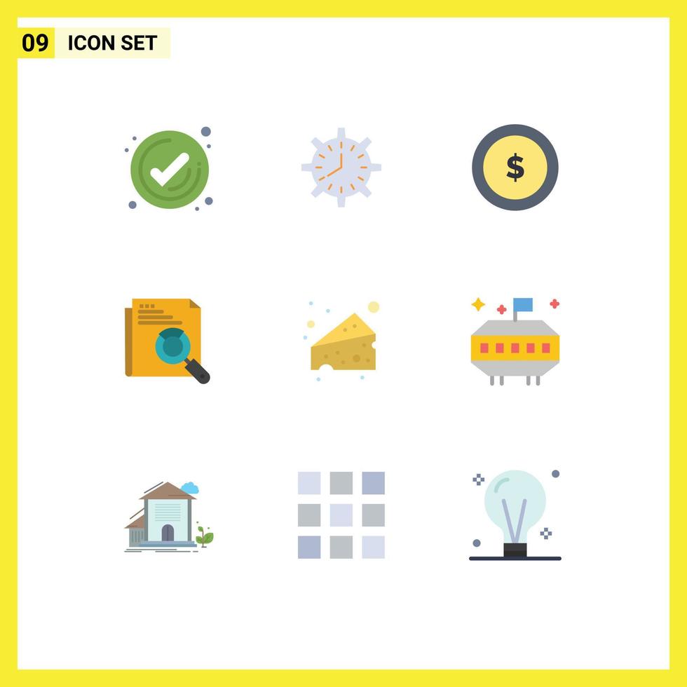 Universal Icon Symbols Group of 9 Modern Flat Colors of web page timing finance coin Editable Vector Design Elements