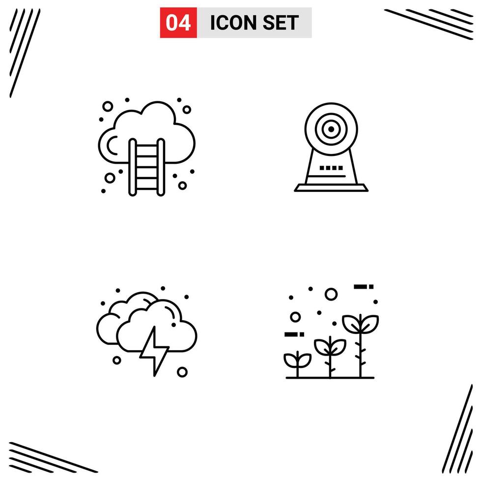 4 Line concept for Websites Mobile and Apps business lightning marketing security weather Editable Vector Design Elements