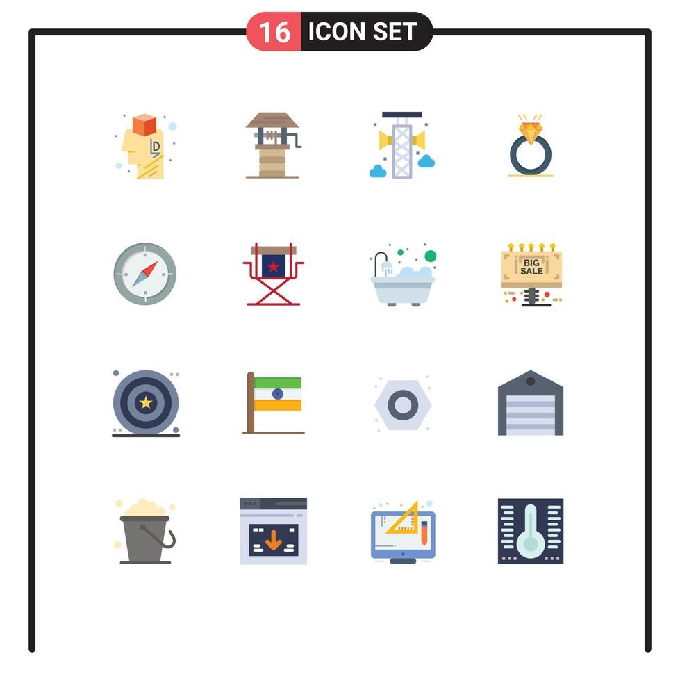 Set of 16 Modern UI Icons Symbols Signs for navigation marriage announcement proposal ring Editable Pack of Creative Vector Design Elements