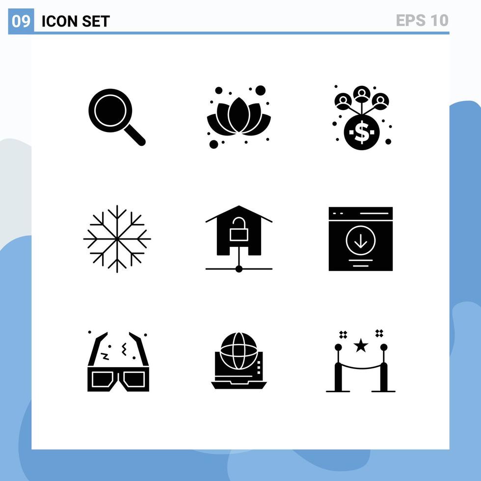 9 Creative Icons Modern Signs and Symbols of technology kit management home snowflakes Editable Vector Design Elements