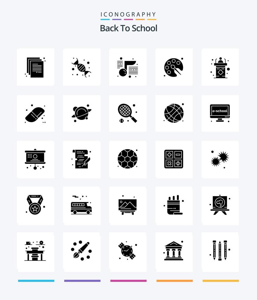 Creative Back To School 25 Glyph Solid Black icon pack  Such As classroom. drawing. genetic. color. school vector