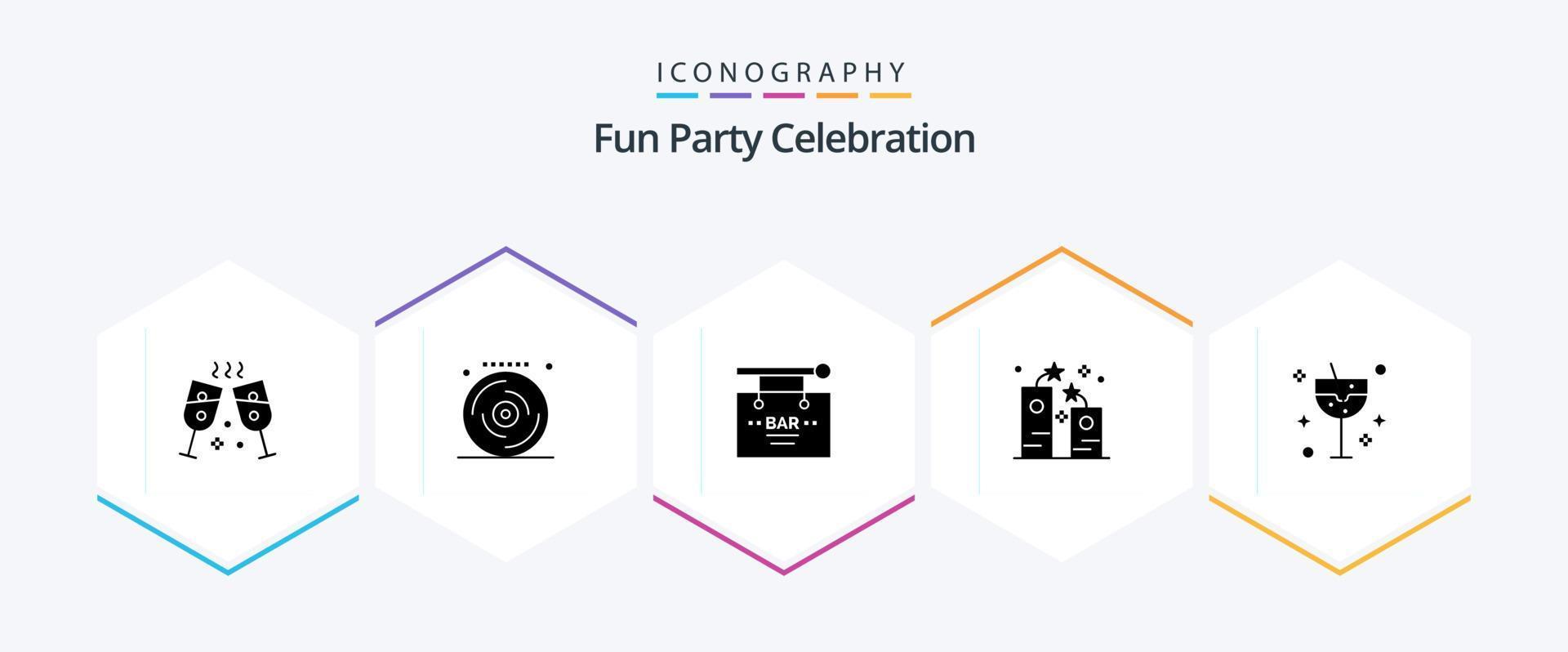 Party 25 Glyph icon pack including drink. party. celebration. holidays. firecracker vector