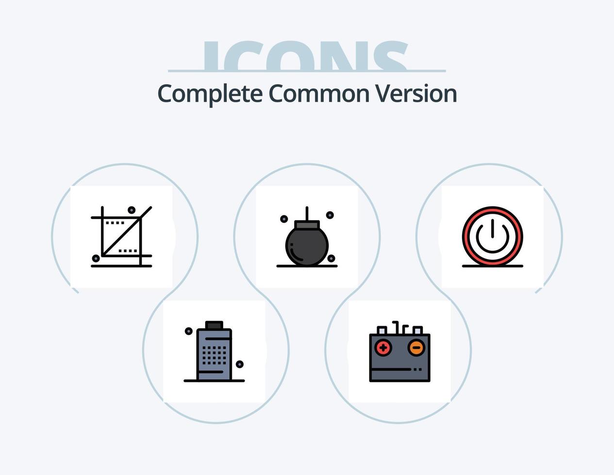 Complete Common Version Line Filled Icon Pack 5 Icon Design. phone. cell. delete. battery. download save vector