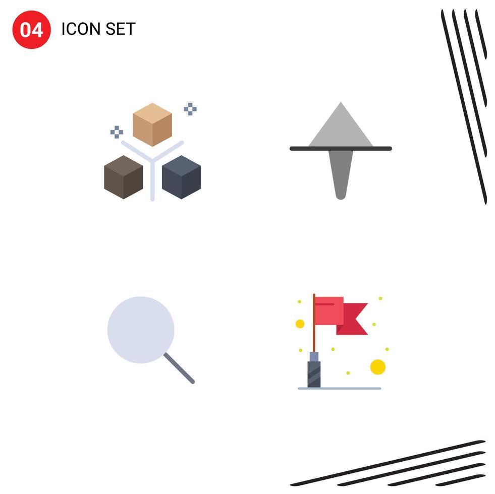 Pictogram Set of 4 Simple Flat Icons of coding search objects home flag Editable Vector Design Elements