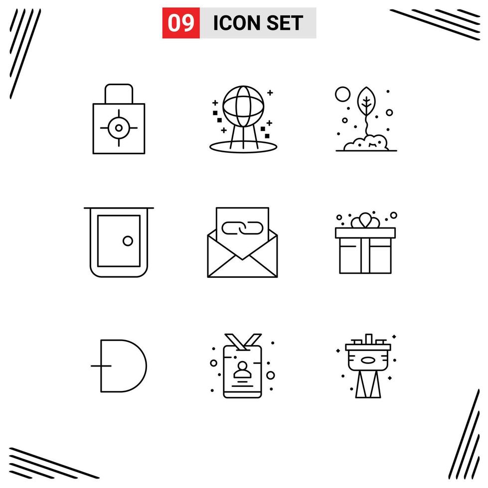 9 Universal Outline Signs Symbols of home door world buildings leaf Editable Vector Design Elements