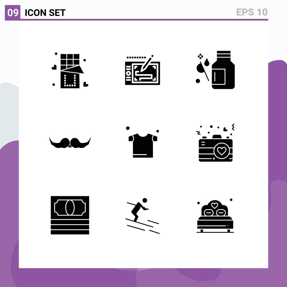 9 Creative Icons Modern Signs and Symbols of men movember drops hipster medicine Editable Vector Design Elements