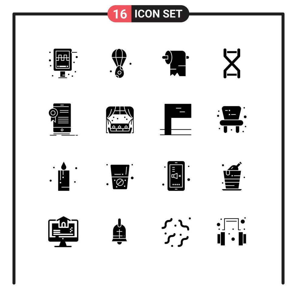 Set of 16 Vector Solid Glyphs on Grid for certification genetics cleaning dna structure dna Editable Vector Design Elements