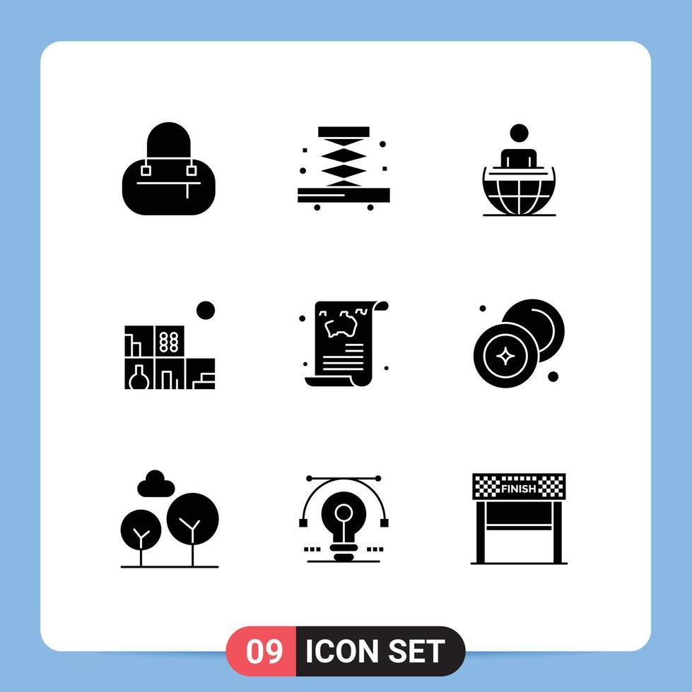 9 Thematic Vector Solid Glyphs and Editable Symbols of cash travel modern article blog Editable Vector Design Elements