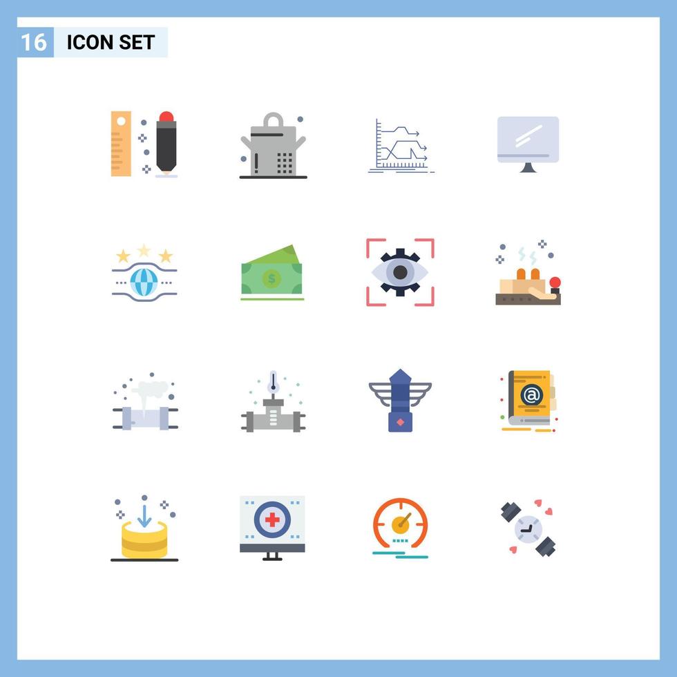 Stock Vector Icon Pack of 16 Line Signs and Symbols for champion pc graph imac monitor Editable Pack of Creative Vector Design Elements