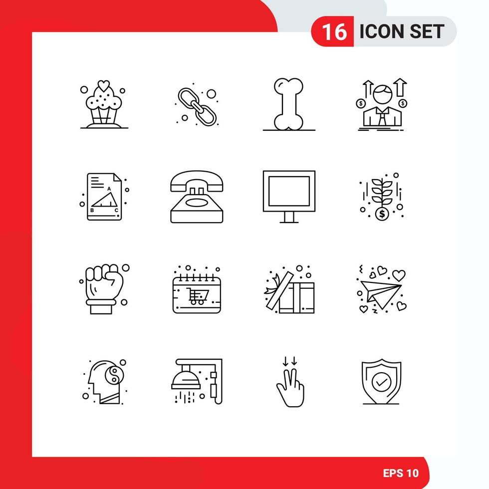 User Interface Pack of 16 Basic Outlines of education sales man health employee man Editable Vector Design Elements