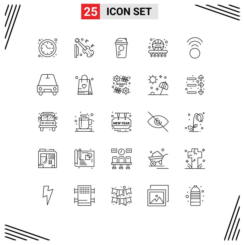 Set of 25 Modern UI Icons Symbols Signs for learning basketball bottle basket thermo Editable Vector Design Elements