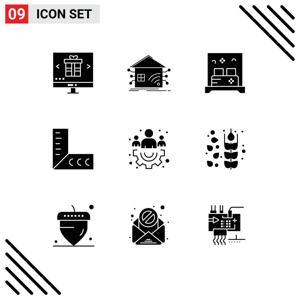 9 Creative Icons Modern Signs and Symbols of group ruler smart geometry room Editable Vector Design Elements