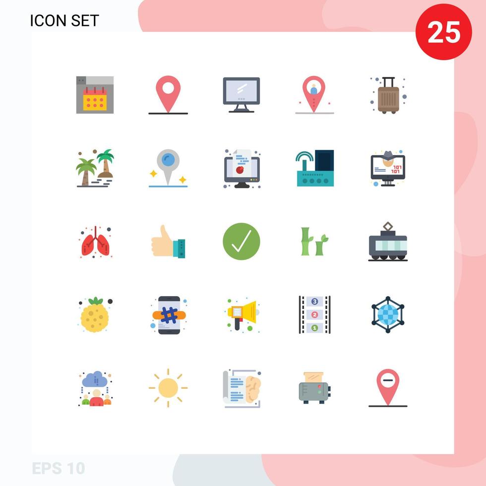Group of 25 Flat Colors Signs and Symbols for bags outsource device navigation job Editable Vector Design Elements