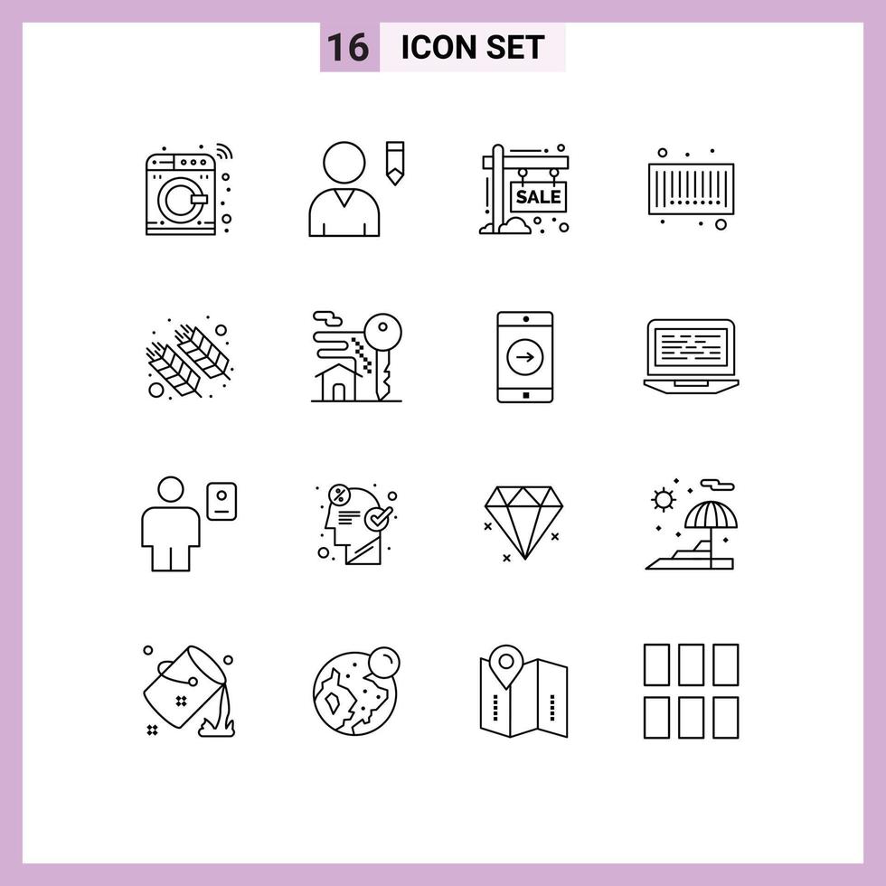 16 Thematic Vector Outlines and Editable Symbols of holi food hording code bar Editable Vector Design Elements