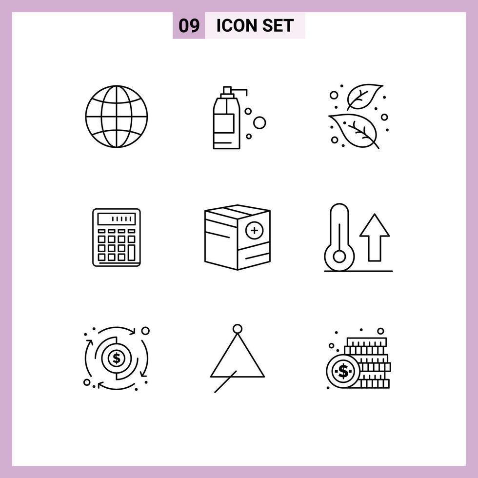 Outline Pack of 9 Universal Symbols of financial business ash accounting tree Editable Vector Design Elements