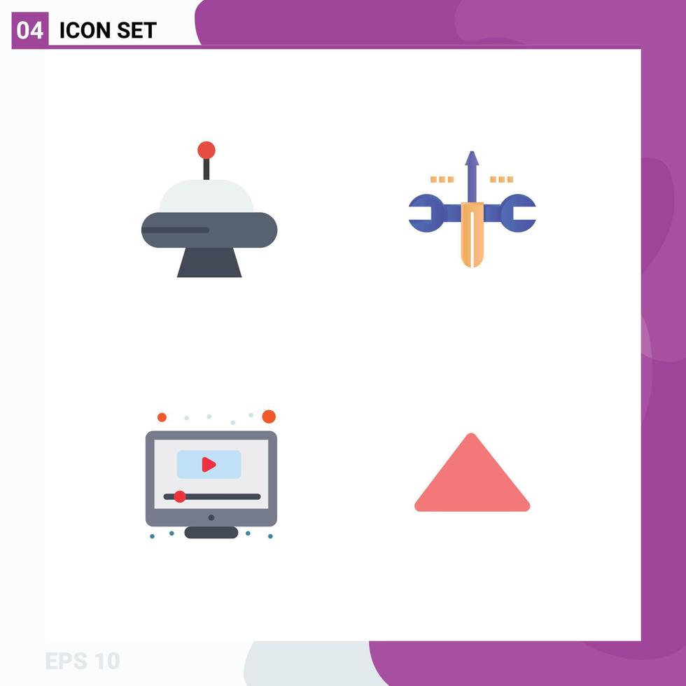 User Interface Pack of 4 Basic Flat Icons of abduction screen cloud toolings arrow Editable Vector Design Elements