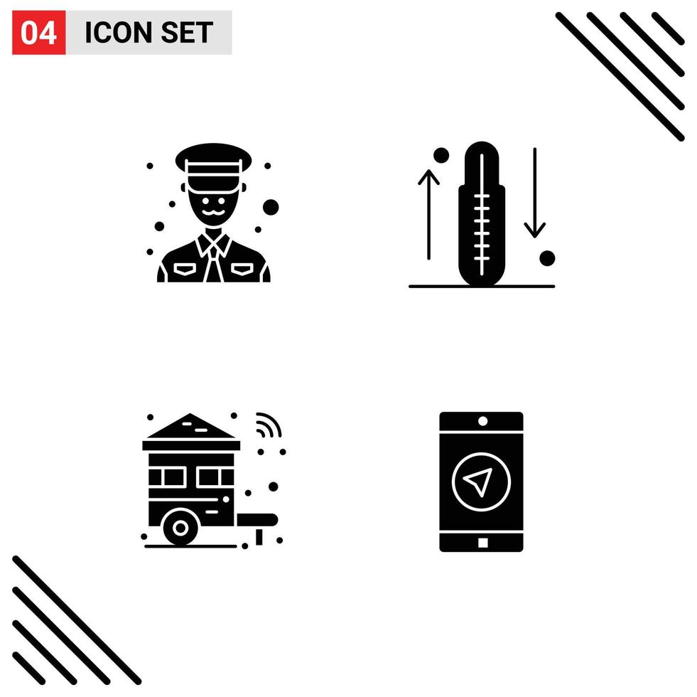 Pictogram Set of 4 Simple Solid Glyphs of man smart disease health wifi Editable Vector Design Elements