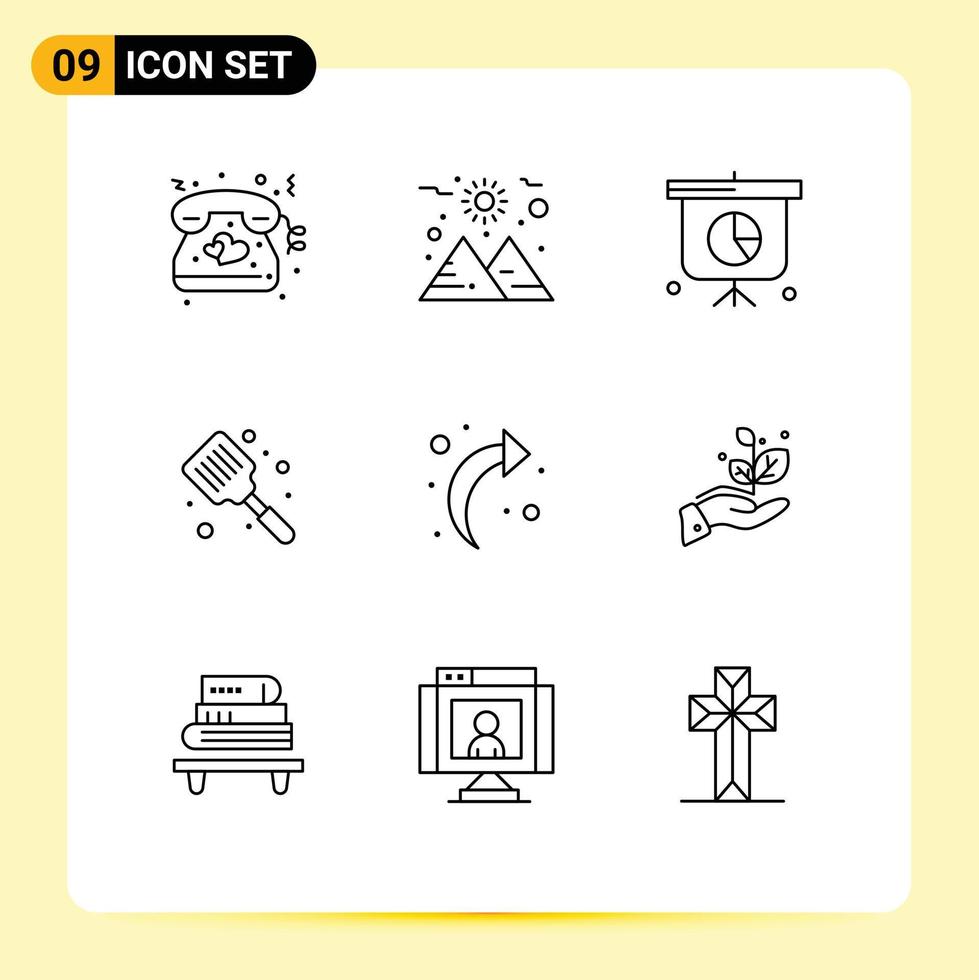 Outline Pack of 9 Universal Symbols of refresh arrow graph spatula cooking Editable Vector Design Elements