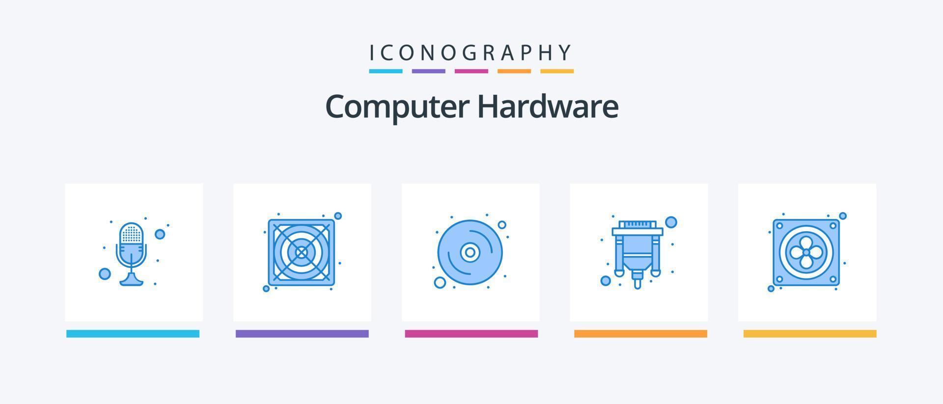 Computer Hardware Blue 5 Icon Pack Including fan. hdmi. computer. usb. cable. Creative Icons Design vector