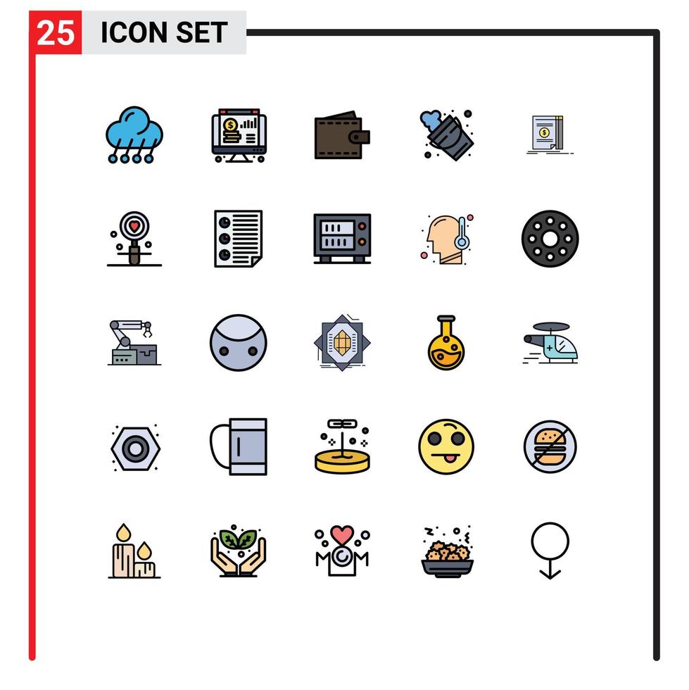 Set of 25 Modern UI Icons Symbols Signs for tool fire chart bucket user Editable Vector Design Elements