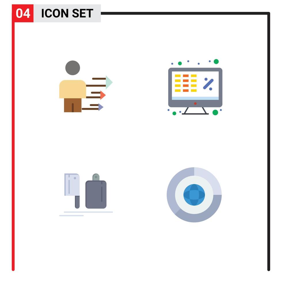 Group of 4 Flat Icons Signs and Symbols for approach chopper modern finance chef Editable Vector Design Elements