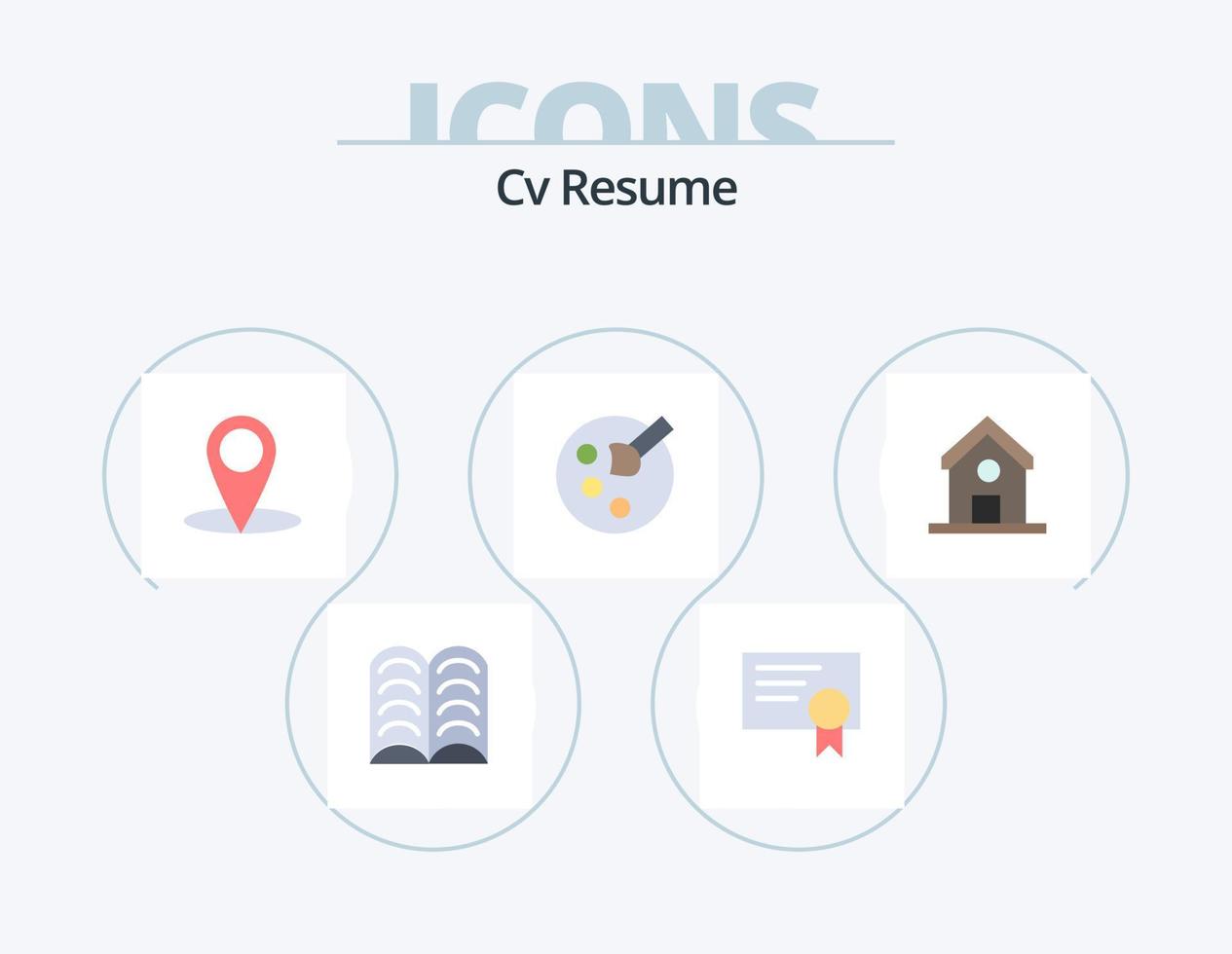 CV currículum plano icono paquete 5 5 icono diseño. . ciencia. educación. escuela. educación vector