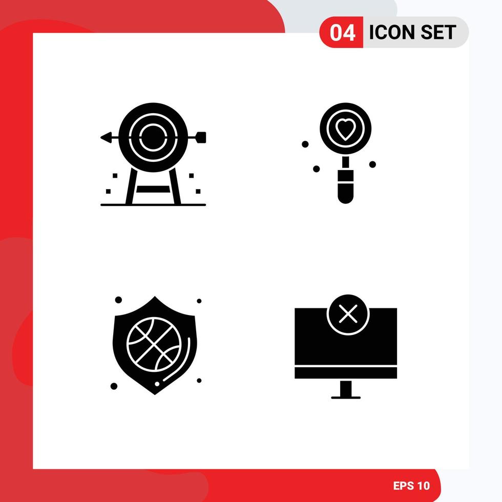 4 Creative Icons Modern Signs and Symbols of business wedding planning heart security Editable Vector Design Elements