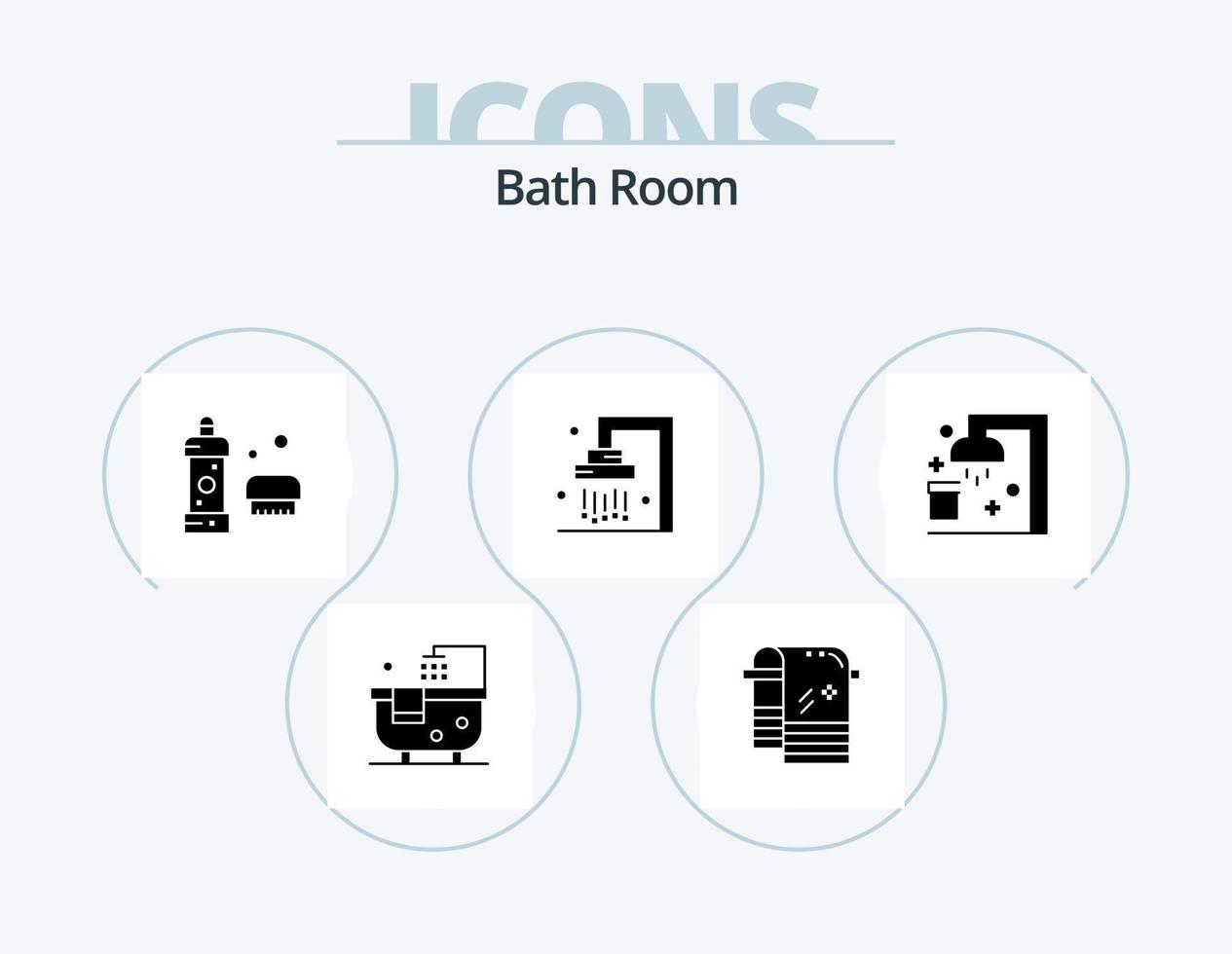 Bath Room Glyph Icon Pack 5 Icon Design. . shower. shower. clean. wiping vector