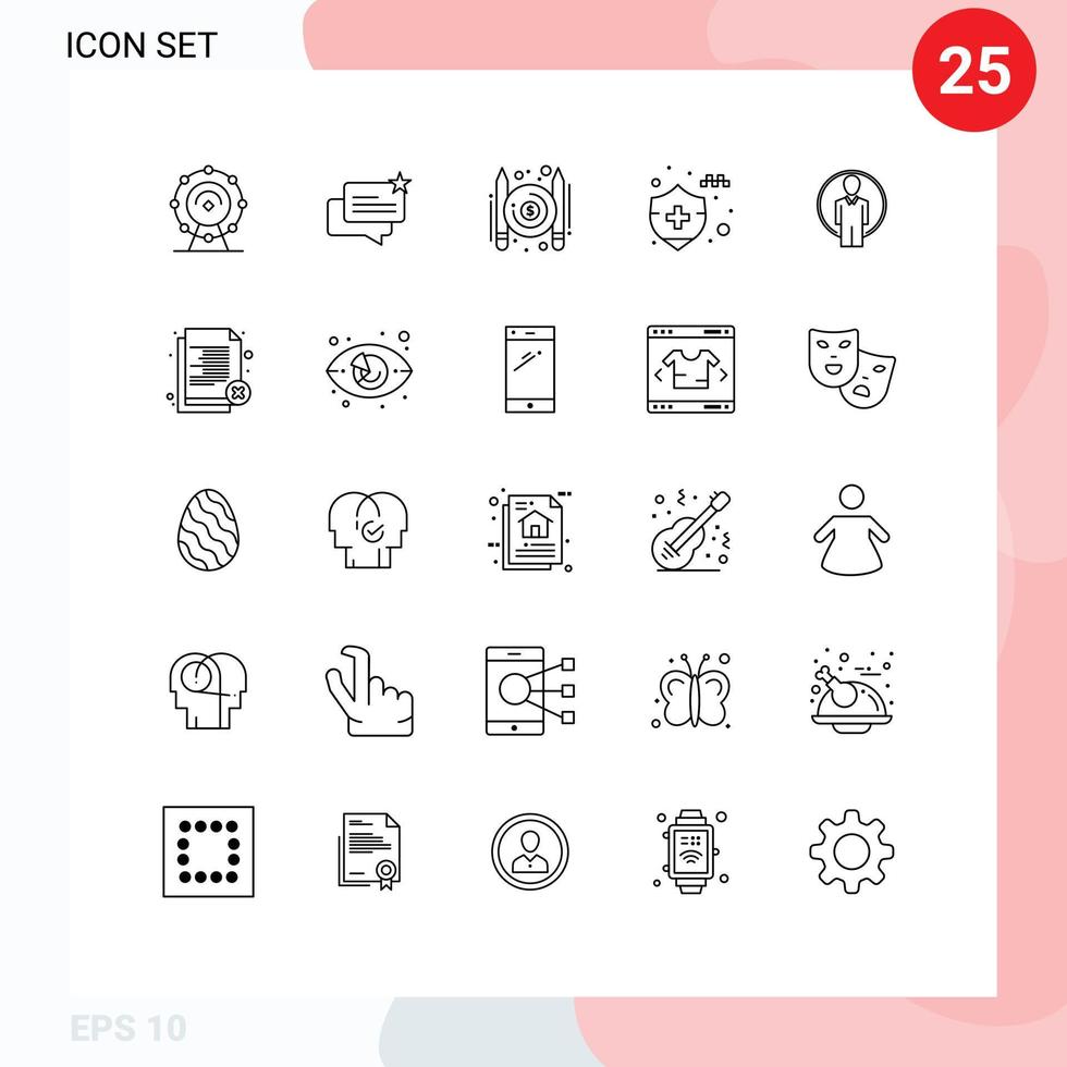 Universal Icon Symbols Group of 25 Modern Lines of login user articles insurance auto insurance Editable Vector Design Elements