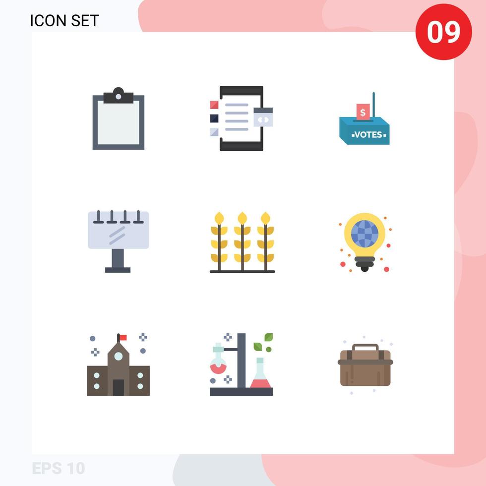 Set of 9 Modern UI Icons Symbols Signs for wheat slogan bribe sign money Editable Vector Design Elements