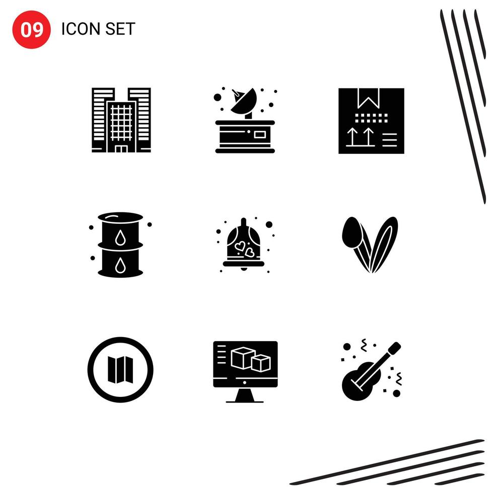 9 Solid Glyph concept for Websites Mobile and Apps bell oil coding gas energy Editable Vector Design Elements