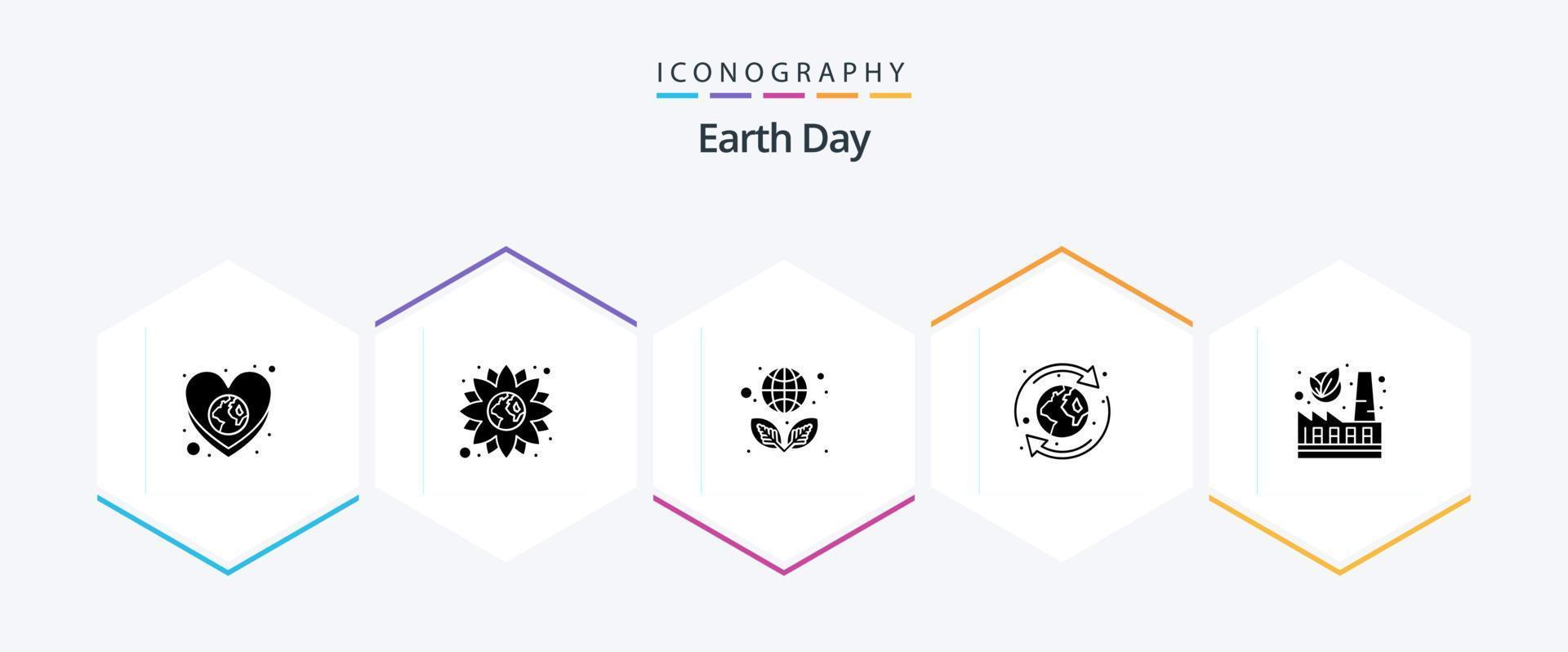 Earth Day 25 Glyph icon pack including nuclear. recycle. earth. natural. earth vector