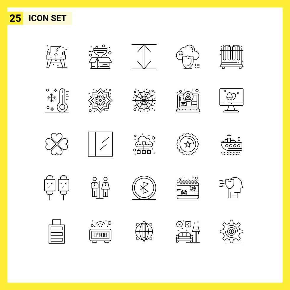 25 Line concept for Websites Mobile and Apps tubes chemistry arrows protection shield Editable Vector Design Elements