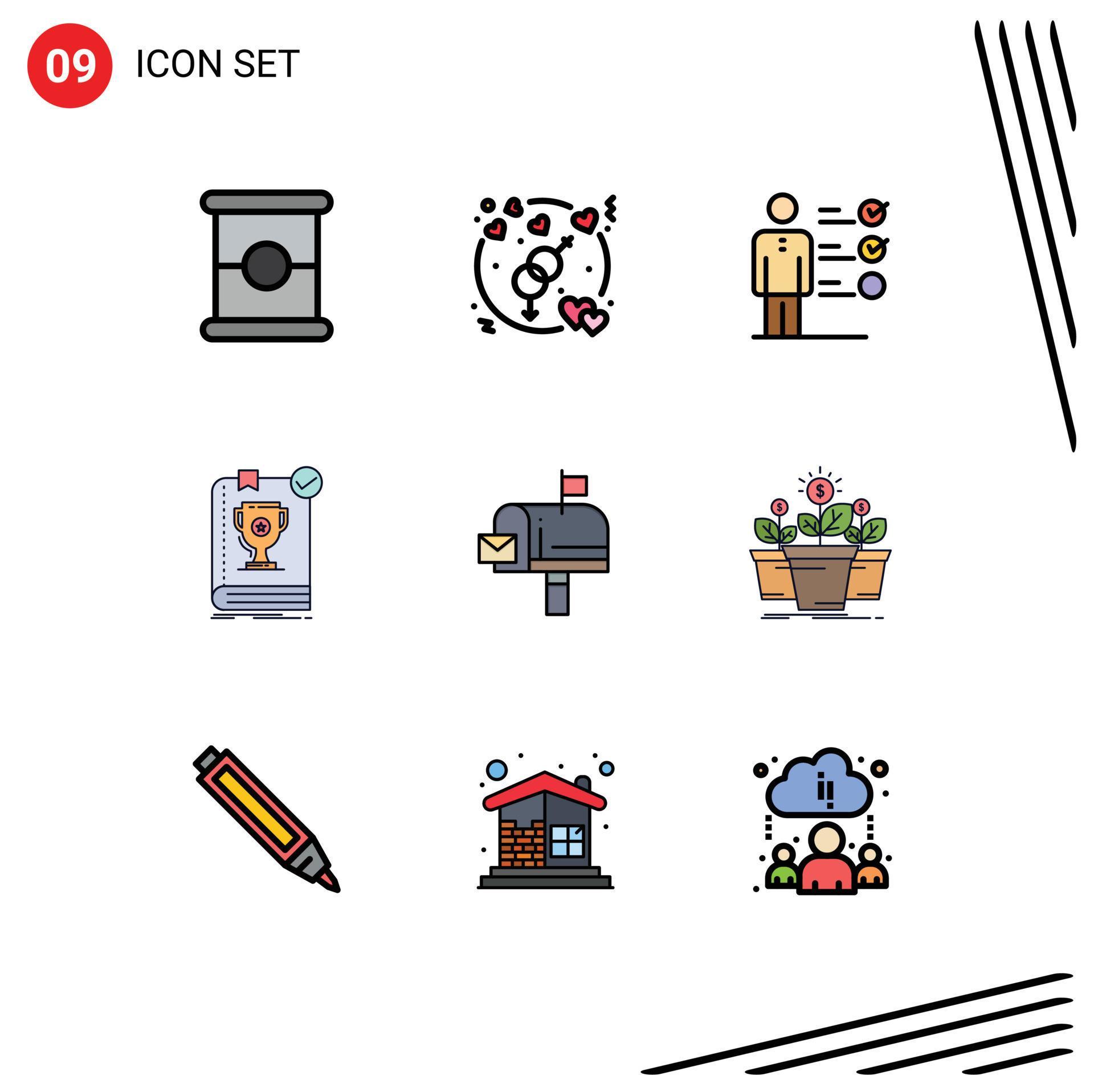 Stock Vector Icon Pack of 9 Line Signs and Symbols for box rules skills