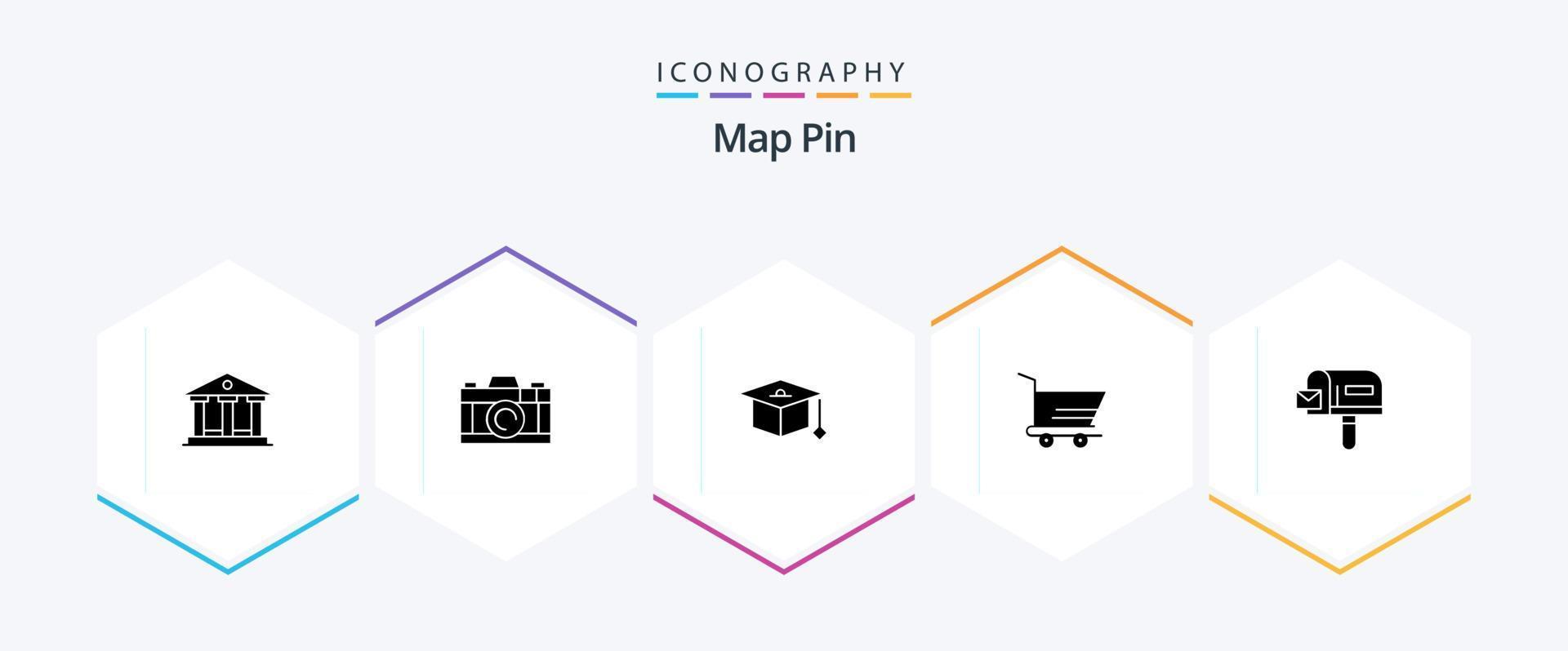 Map Pin 25 Glyph icon pack including . . graduation. shopping. box vector