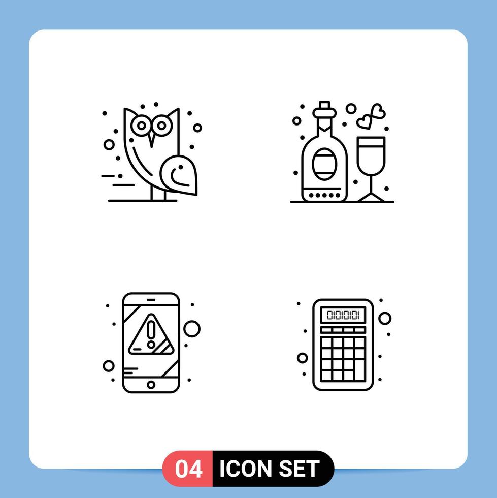 Stock Vector Icon Pack of 4 Line Signs and Symbols for bird error scary party virus Editable Vector Design Elements