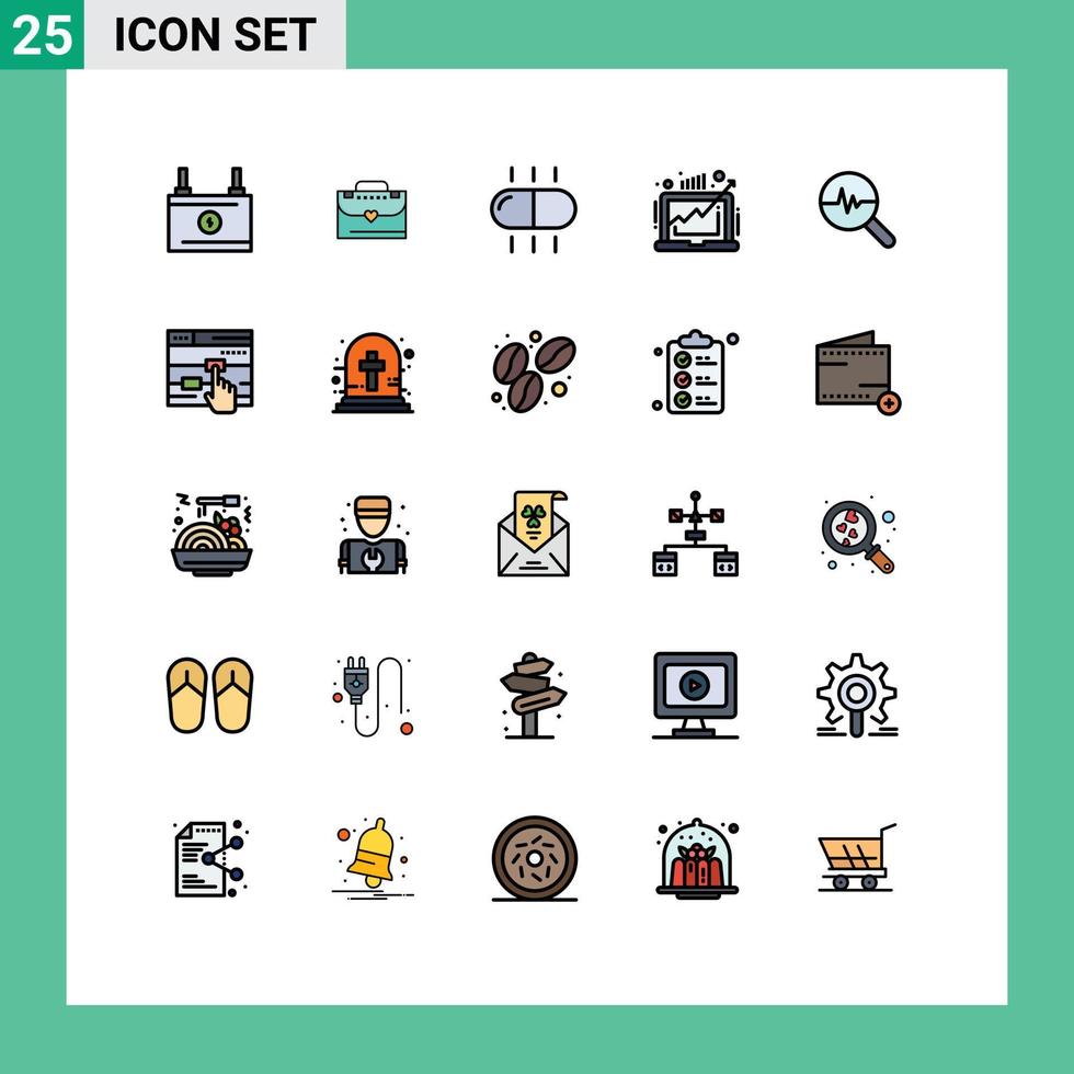 conjunto de 25 moderno ui íconos símbolos señales para grafico gráfico médico lucro crecer editable vector diseño elementos