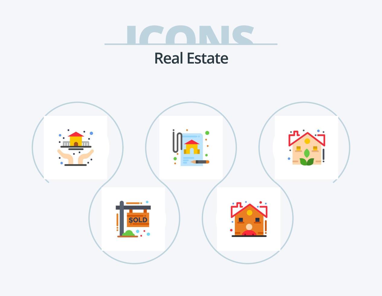 Real Estate Flat Icon Pack 5 Icon Design. plant. estate. protection. real estate. insurance vector