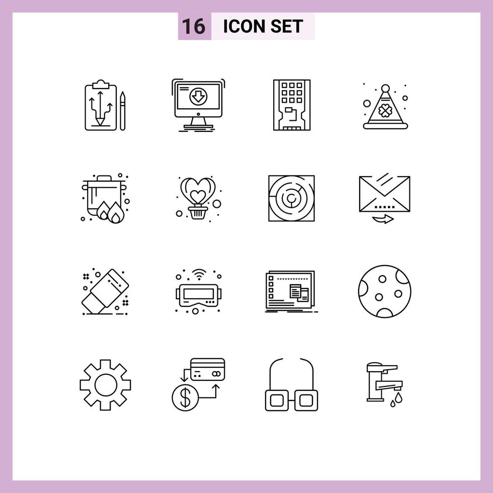 Set of 16 Vector Outlines on Grid for festival cap download ssd hardware Editable Vector Design Elements