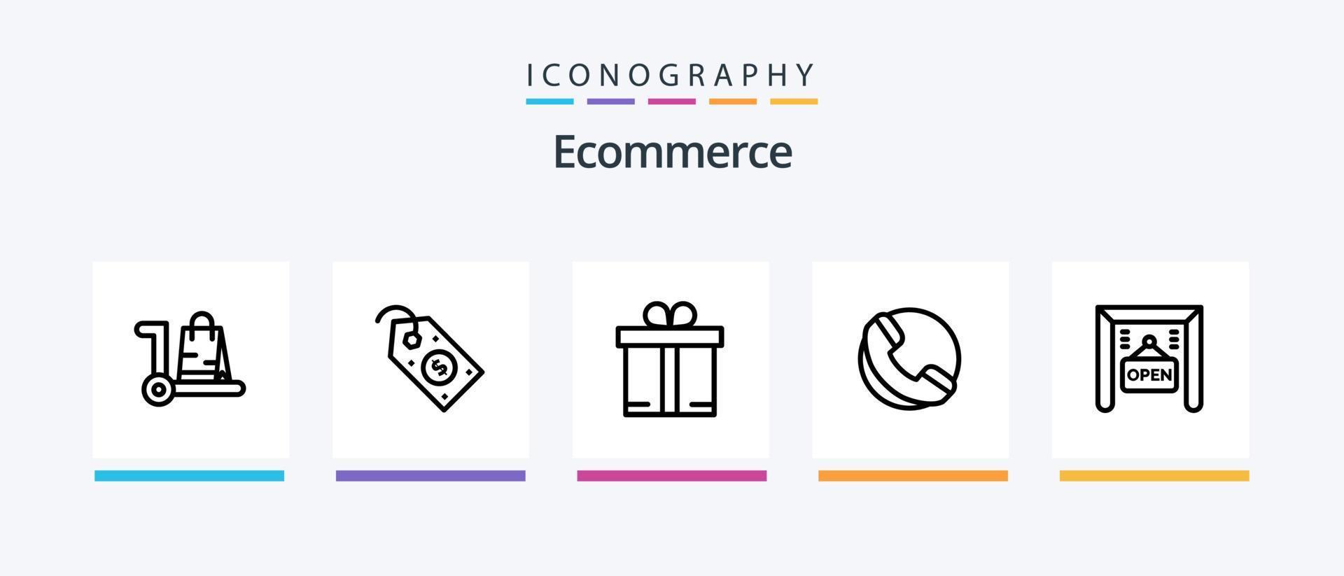 Ecommerce Line 5 Icon Pack Including shop. cart. ecommerce. tag. label. Creative Icons Design vector