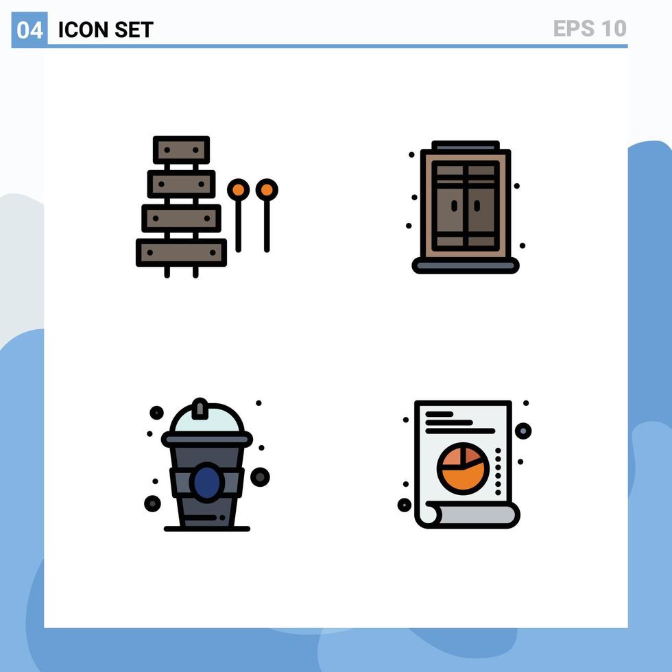 Universal Icon Symbols Group of 4 Modern Filledline Flat Colors of audio juice sound living back to school Editable Vector Design Elements