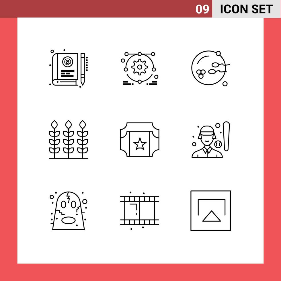 Pack of 9 Modern Outlines Signs and Symbols for Web Print Media such as film giving setting thanks sex Editable Vector Design Elements