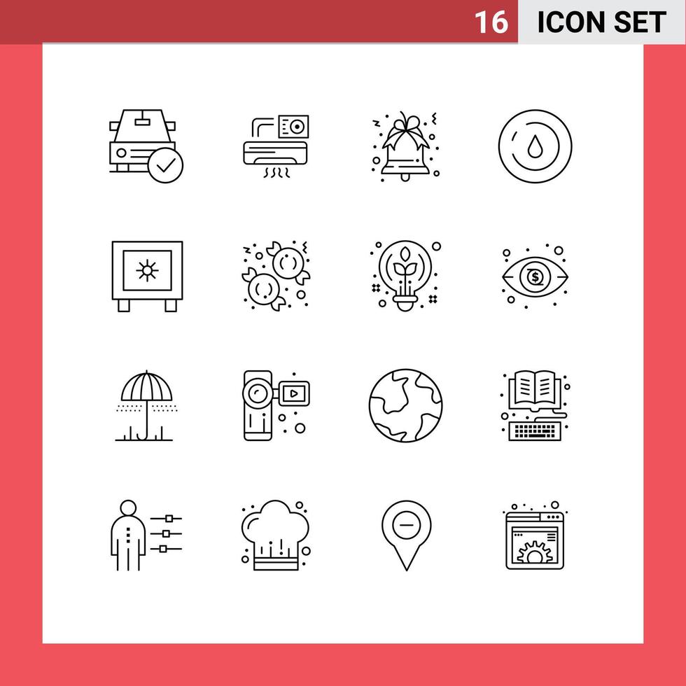 16 Thematic Vector Outlines and Editable Symbols of lock water room power energy Editable Vector Design Elements