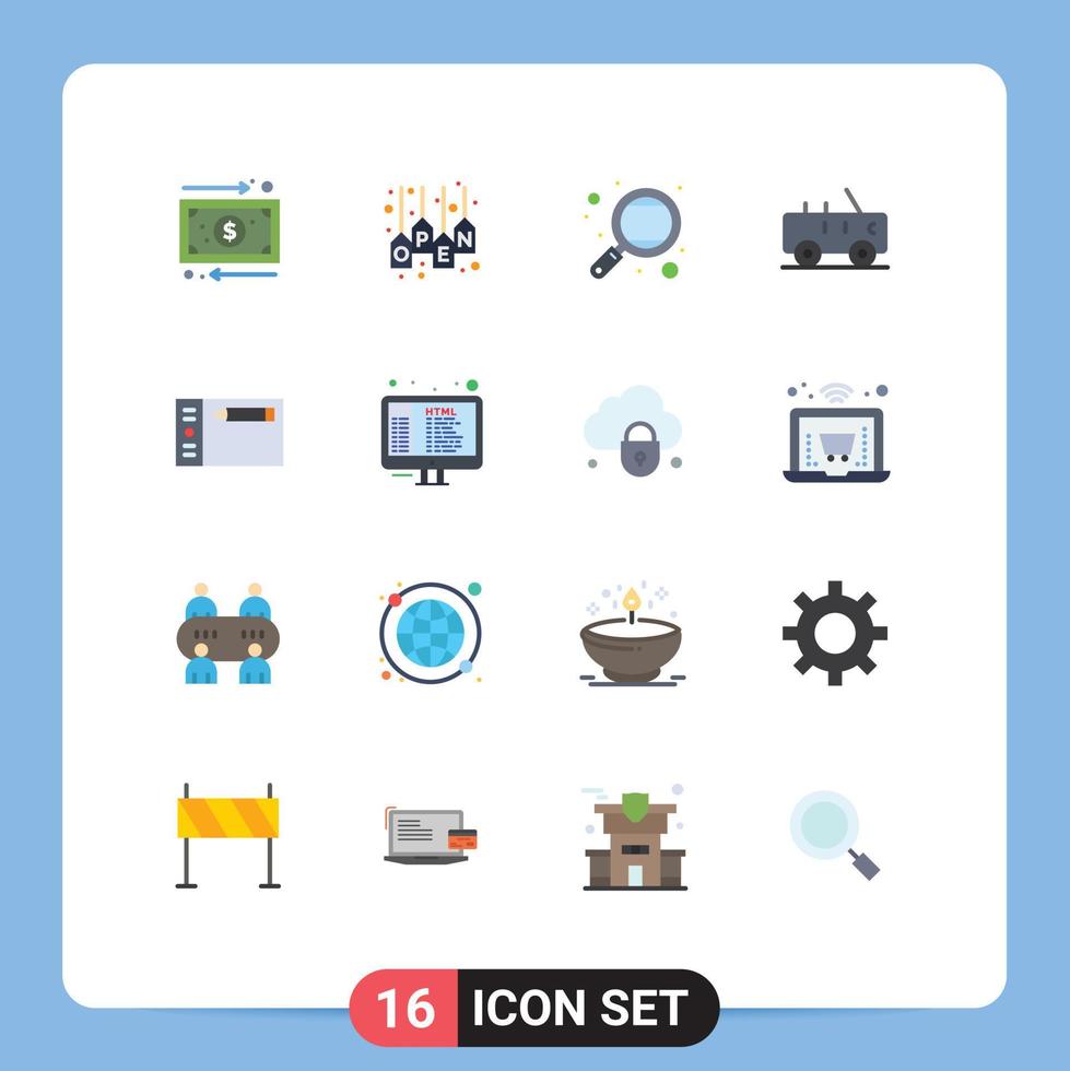 16 Universal Flat Color Signs Symbols of design jeep store hummer school Editable Pack of Creative Vector Design Elements