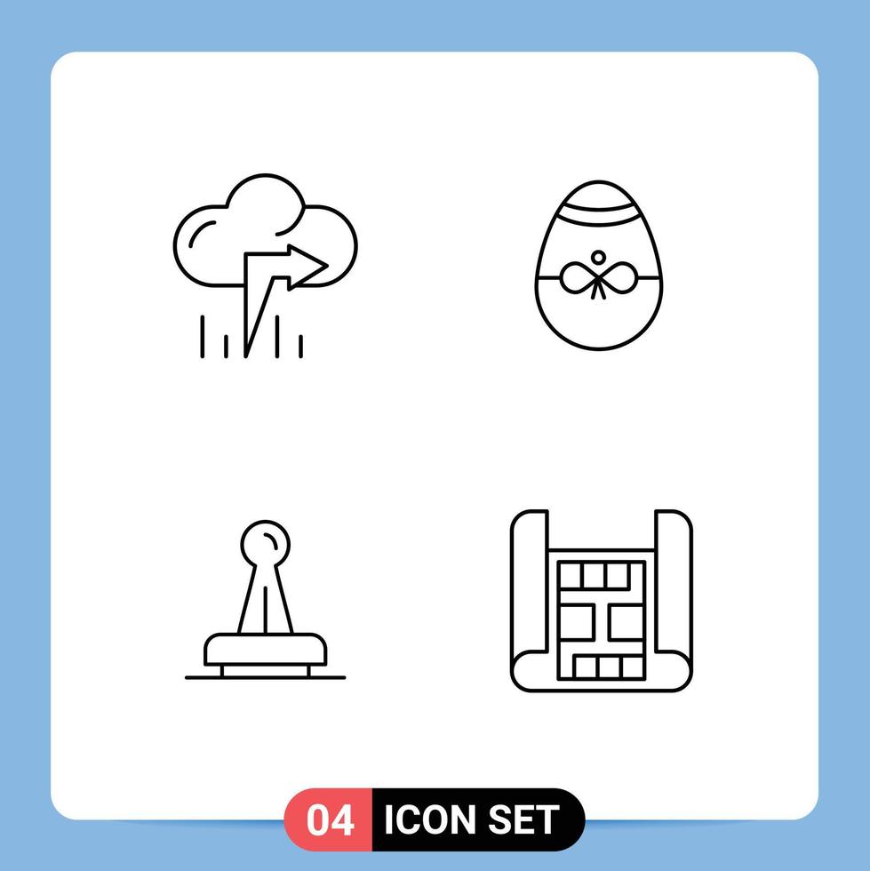 Group of 4 Modern Filledline Flat Colors Set for cloud approval gift easter legal Editable Vector Design Elements