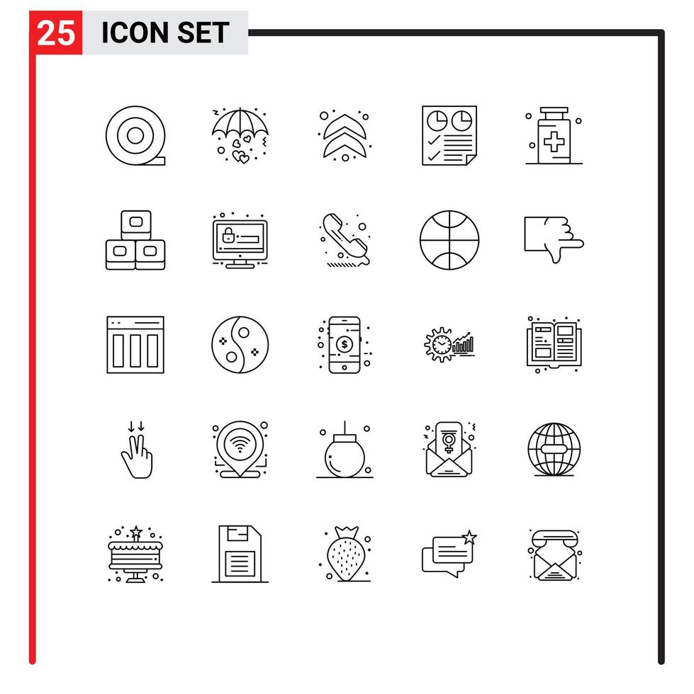 Modern Set of 25 Lines and symbols such as hospital drug up anatomy report Editable Vector Design Elements
