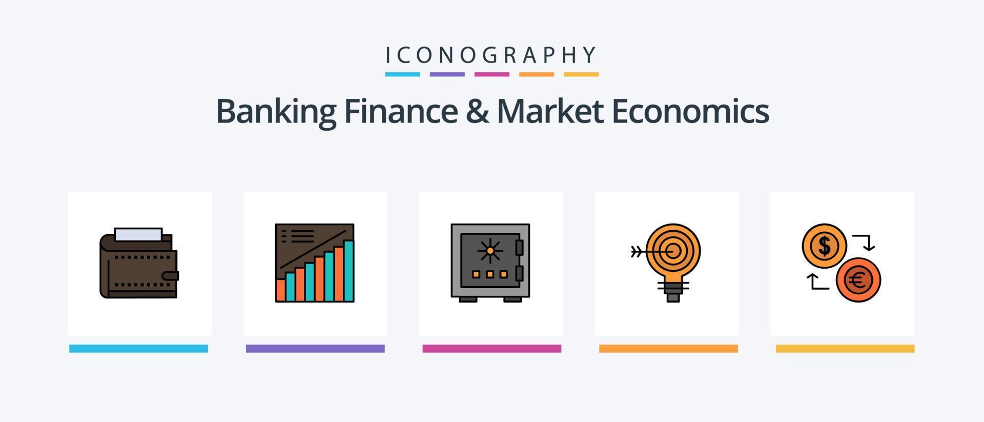 Banking Finance And Market Economics Line Filled 5 Icon Pack Including case. briefcase. bank. smartphone. mobile. Creative Icons Design vector