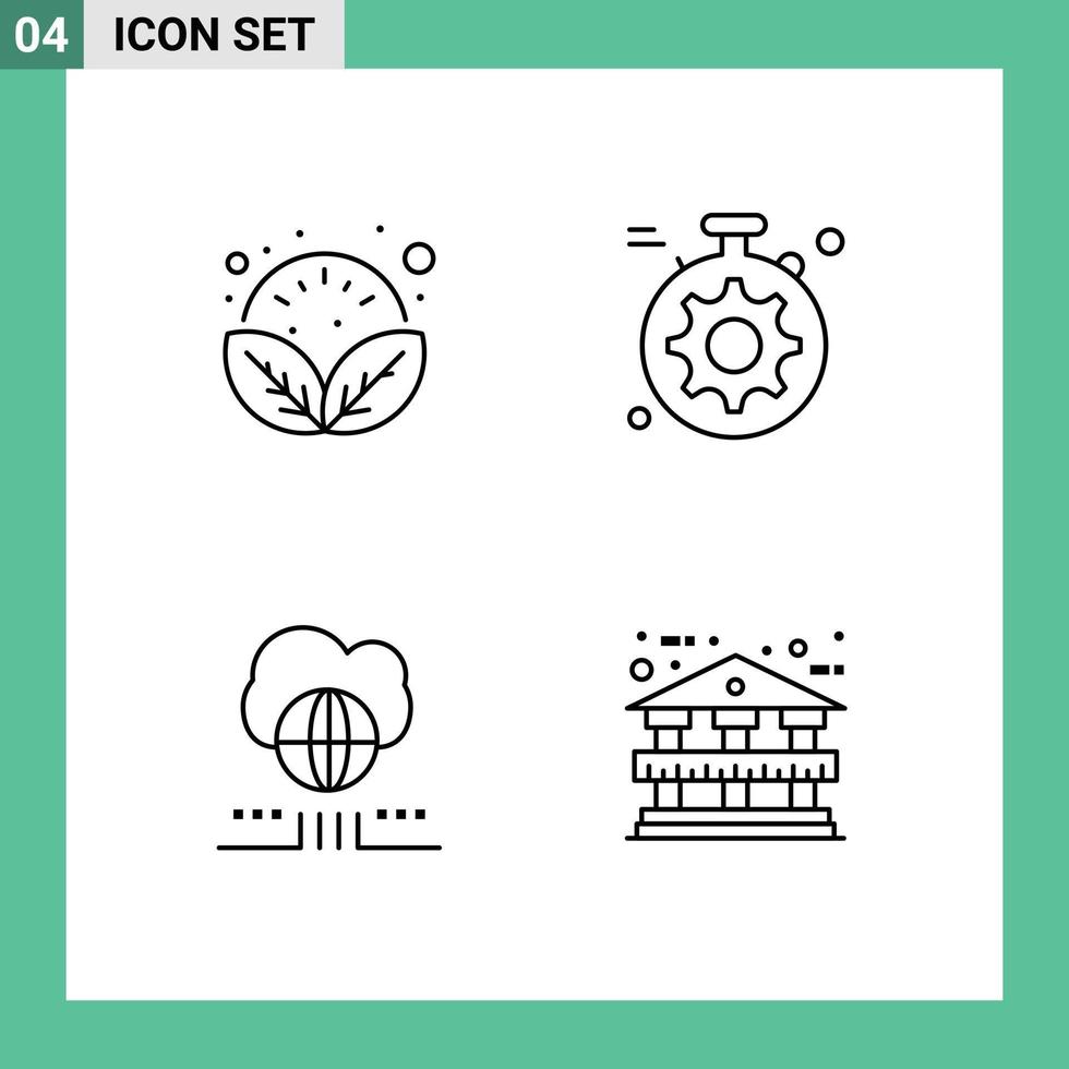 Set of 4 Vector Filledline Flat Colors on Grid for leaves network relax setting architecture Editable Vector Design Elements