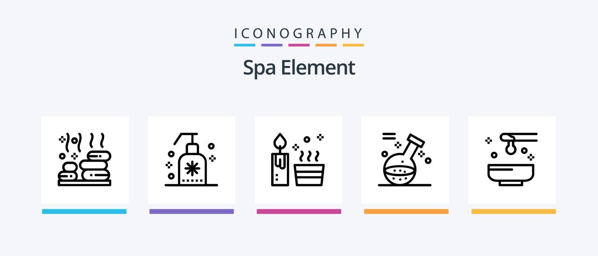 Spa Element Line 5 Icon Pack Including massages. salon. bee. oil. hair. Creative Icons Design vector